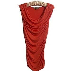 Current Affair Elegant Coral Draped Sleeveless Tunic Size M